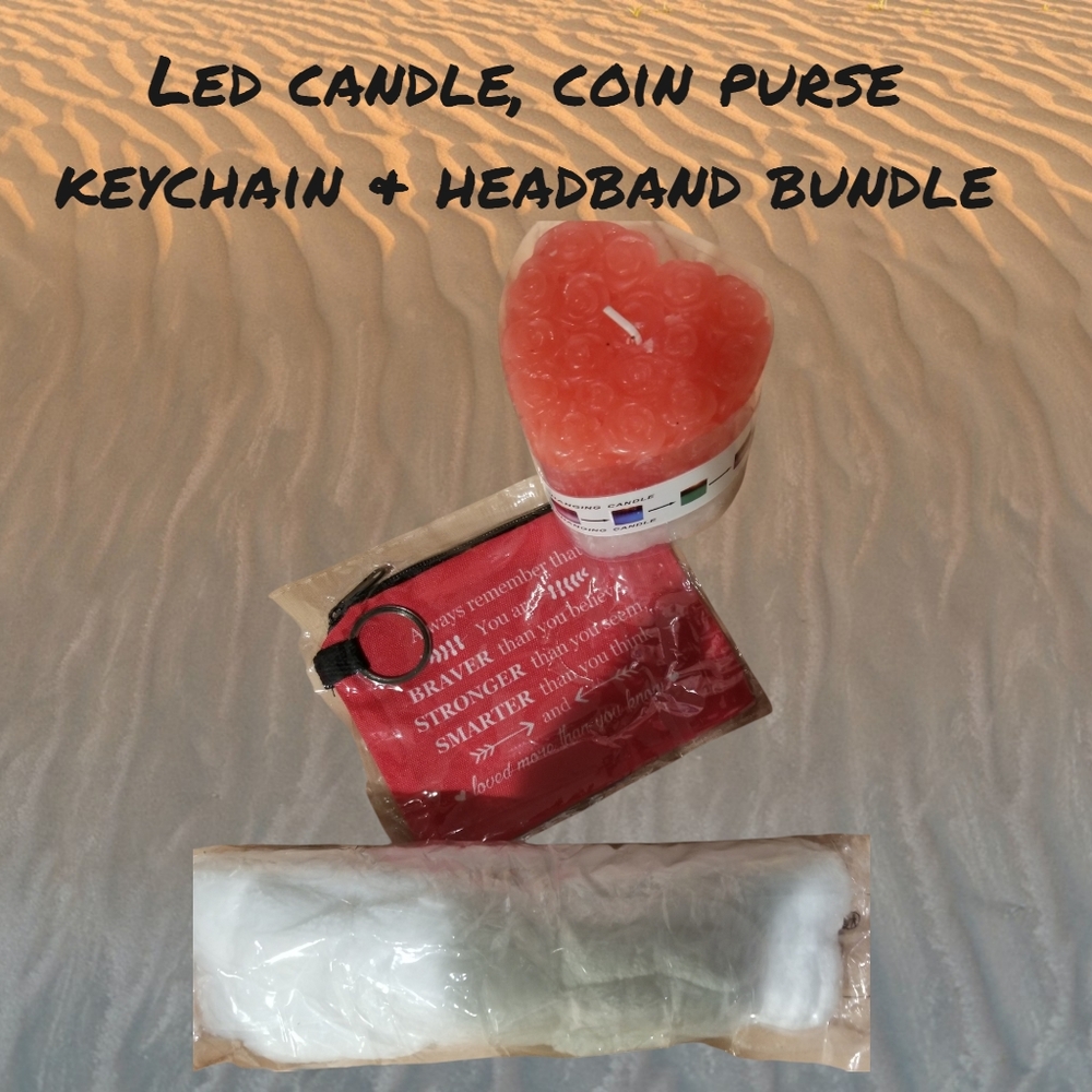 LED Rose Candle, Headband & Keychain Bundle Set